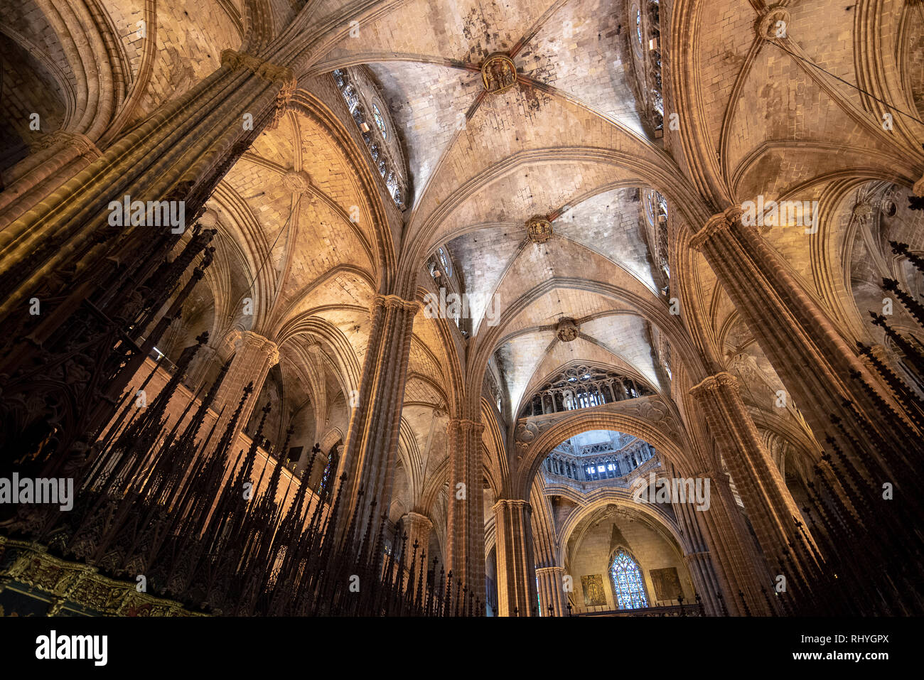 All'interno ed elementi architettonici della cattedrale di Barcellona - Catedral de la Santa Cruz y Santa Eulalia ( Santa Croce e di Santa Eulalia ) Foto Stock