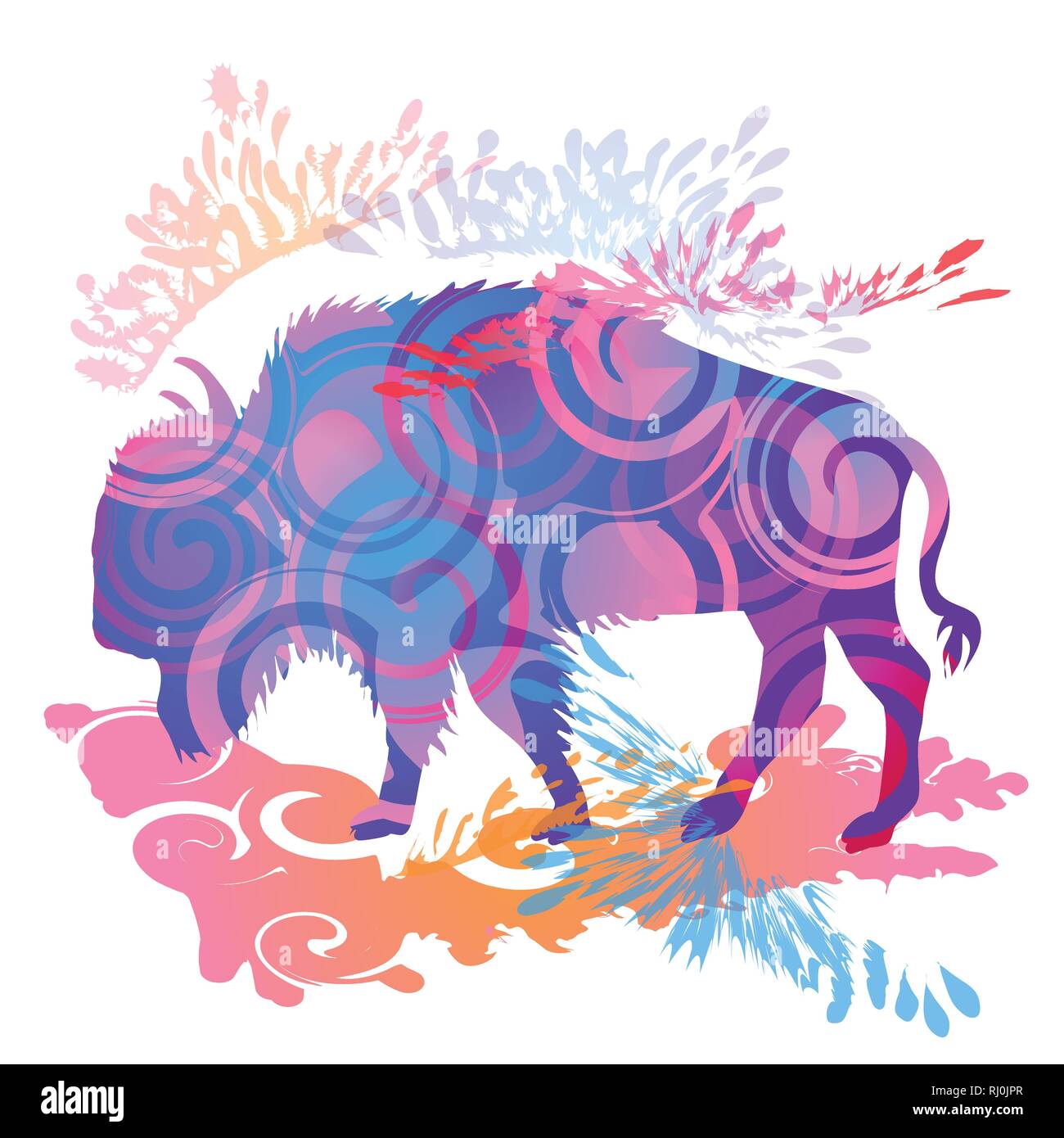 Buffalo e bull in America del Nord Illustrazione Vettoriale