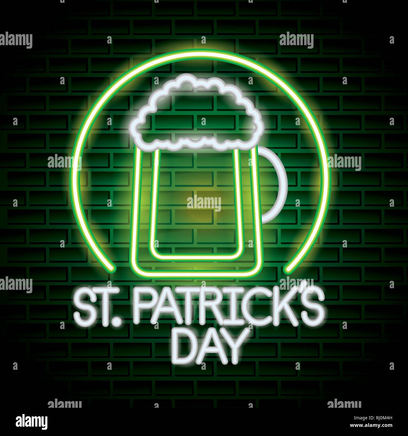 Il giorno di san patrizio neon Illustrazione Vettoriale