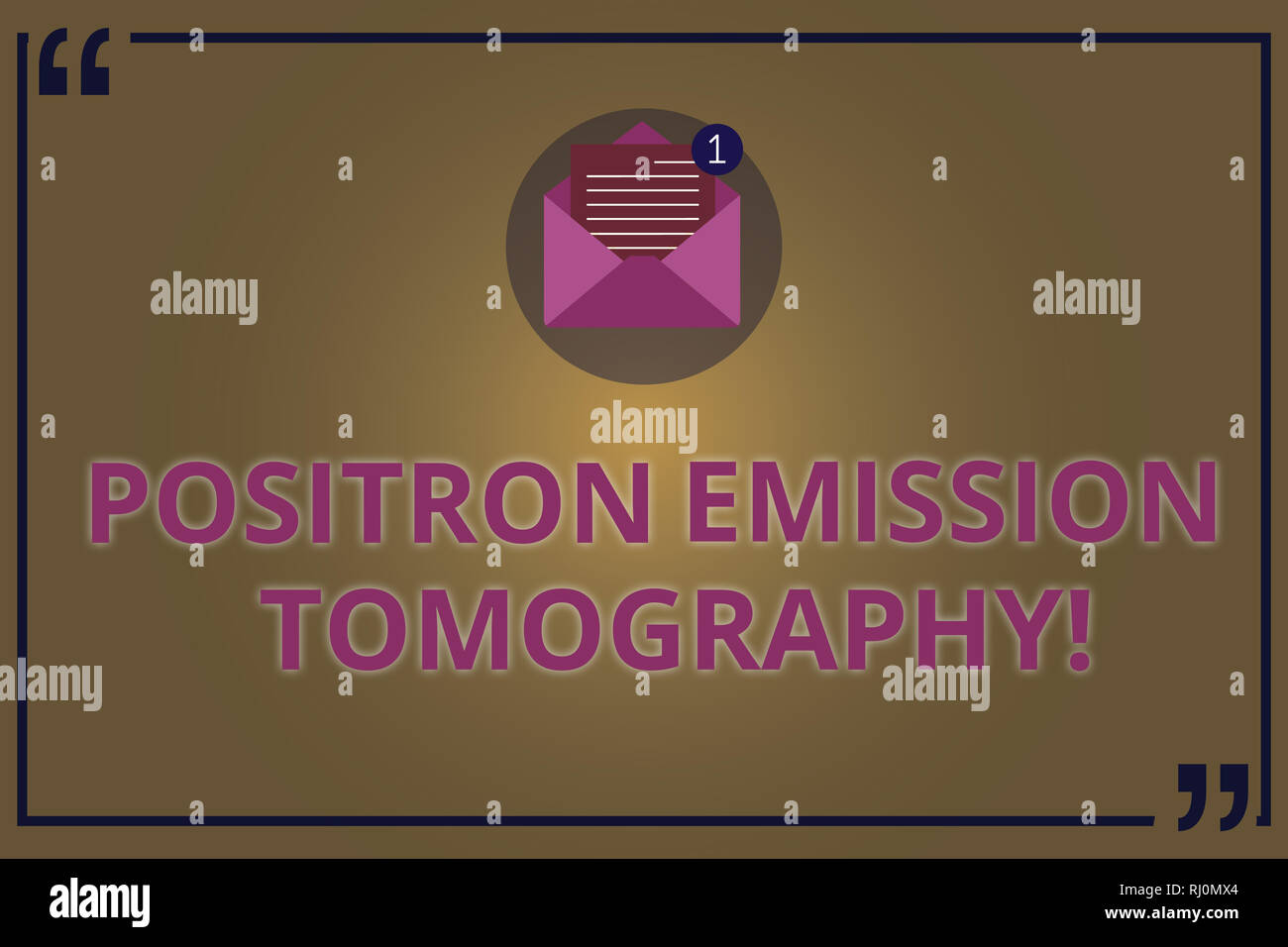 La scrittura della nota mostra la tomografia ad emissione di positroni. Business photo presentazione di medicina nucleare imaging funzionale tecnica busta aperta con carta Em Foto Stock