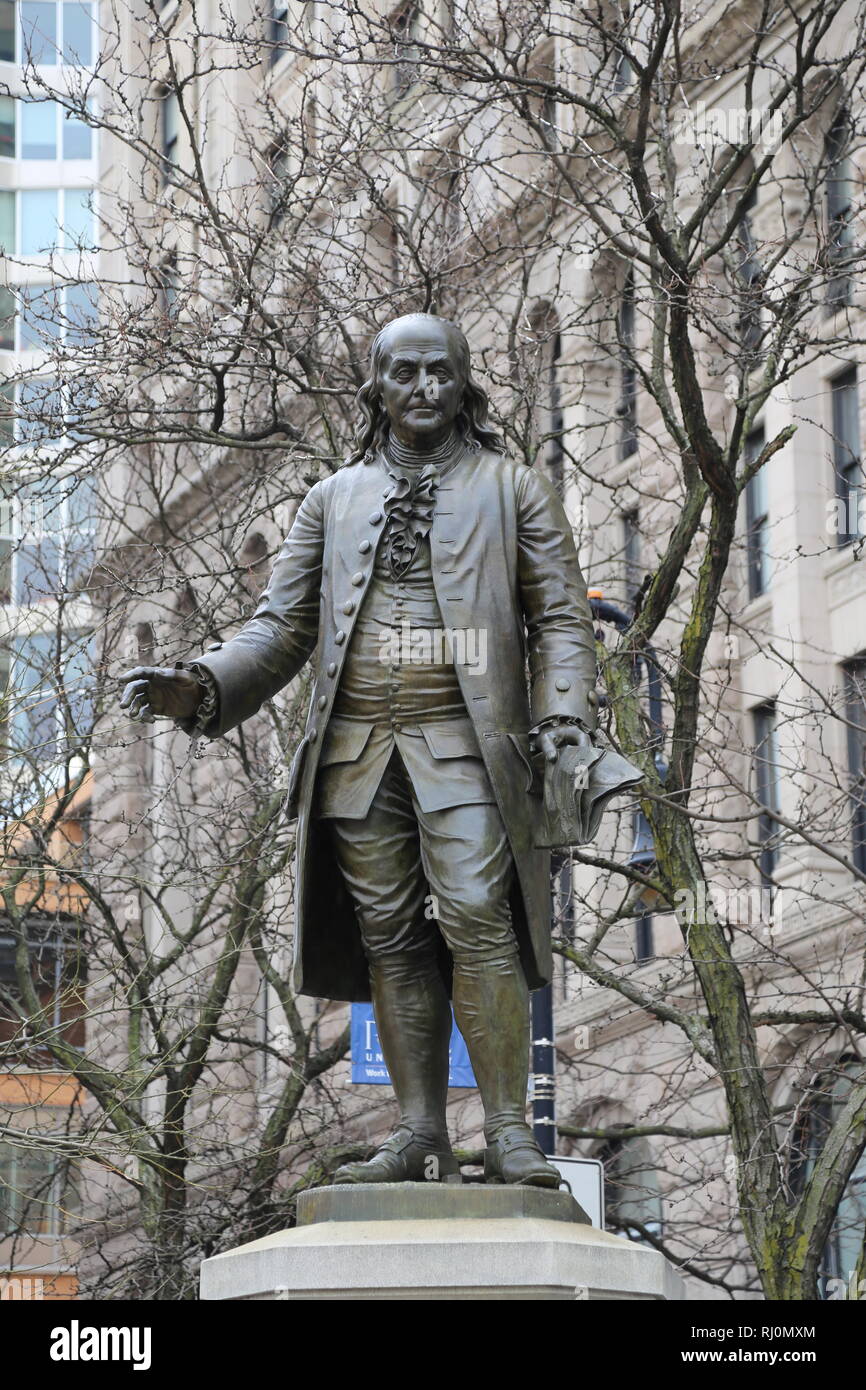 Benajmin Franklin (1706-1790). Statua di Ernst Plassman (1823-1877), 1870-1872. New York. Stati Uniti d'America Foto Stock
