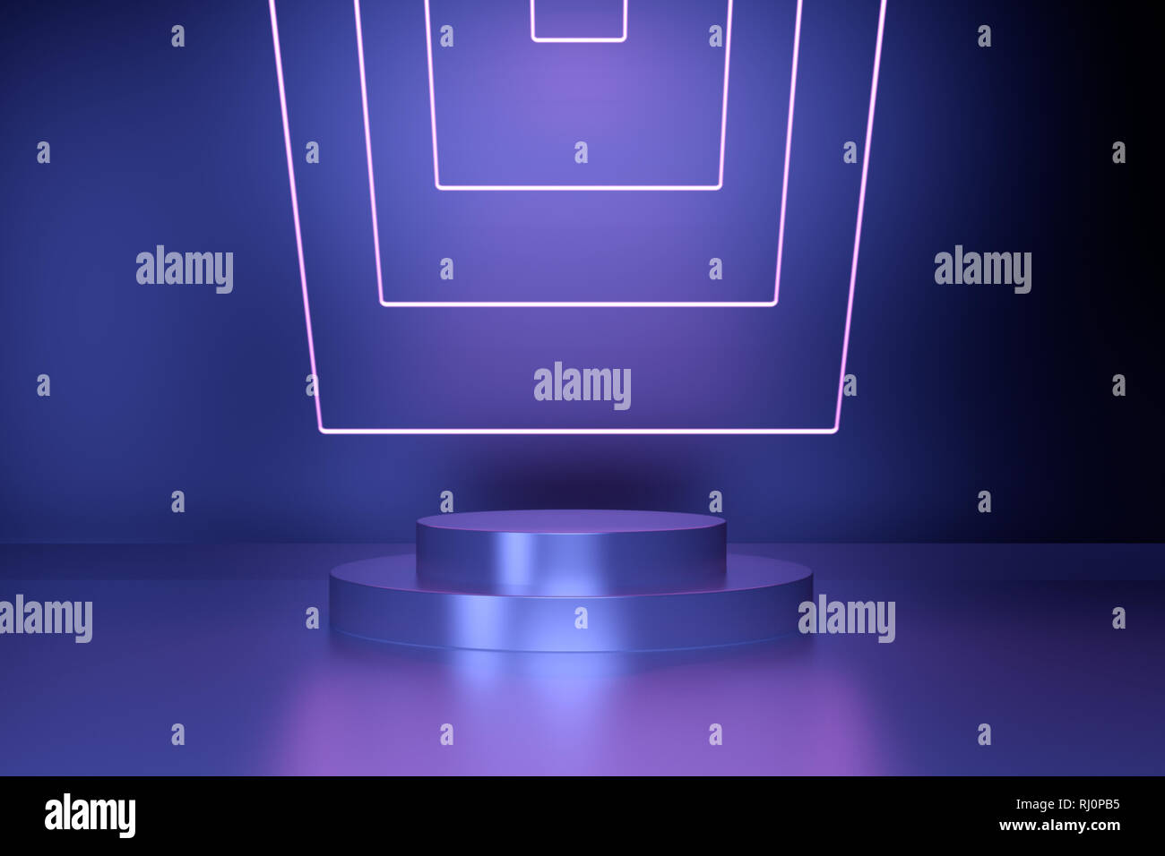 3D render, laser show, night club le luci interne, linee incandescente, abstract sfondo fluorescente. Il rendering 3D Foto Stock