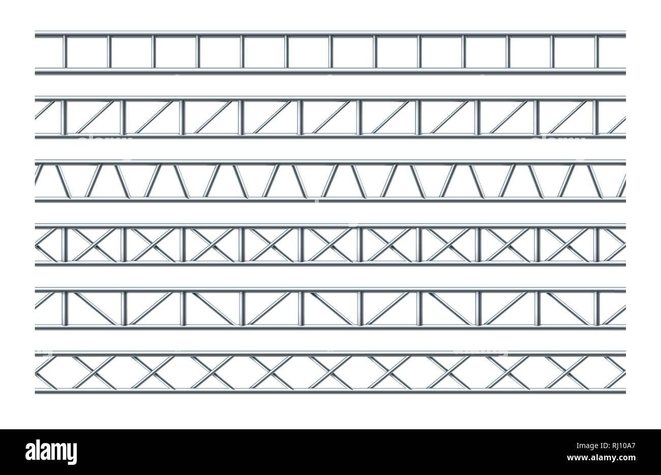 Acciaio trave reticolare realistico Seamless Pattern per la progettazione di pubblicità esterna e la segnaletica stradale. Illustrazione Vettoriale