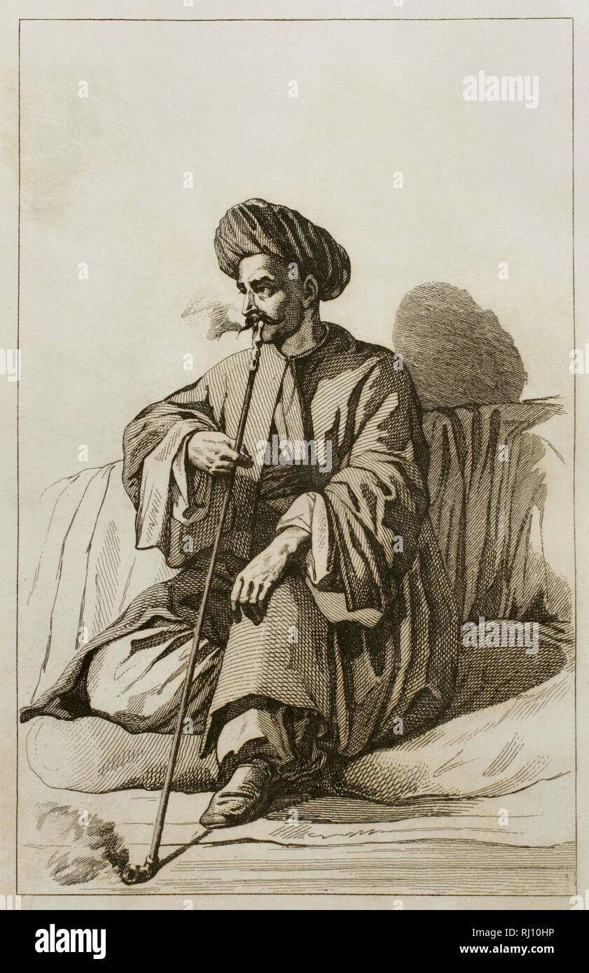 La Siria. Inabitant di Damasco. Incisione di nonio. Panorama universale. La storia di Arabia, 1851. Foto Stock