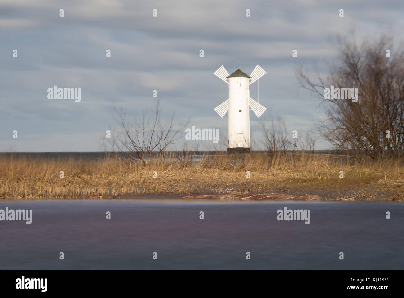 Faro a Swinoujscie, una porta in Polonia sul Mar Baltico Foto Stock