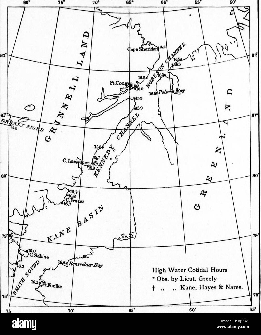 . Relazione sui lavori del Stati Uniti spedizione al Lady Franklin Bay, Grinnell Land [microformati] . Maree; meteorologia; meteorologia; Zoologia e botanica; il magnetismo terrestre; Astronomia; Astronomia; gravità; María©es; MÃ©tÃ©orologie; ; ; ; ; ; ; . o u un si X rt r3 •un tf a una o A 9 2 II 9 12 3 1 II 9 12 2 12 2 12 3 12 4 "3 Ho cment sulla pelliccia artico tbe 6^ h. 6.0 8.1 9.6 lo. Io lO.O II.7 14.6 &gt;S-7 16,3 16,6 16,3 16,0 16,7 16,8 16,2 16,0 •S-7 '5,7 15,8 15-9 15-8 16. s 15,9 16,0 16,0 ,6,3 16,3 16,5 14,8 16,8. untribu- , Vol. I. in, 1878, R. S.. Si prega di notare che queste immagini vengono estratte p. Foto Stock