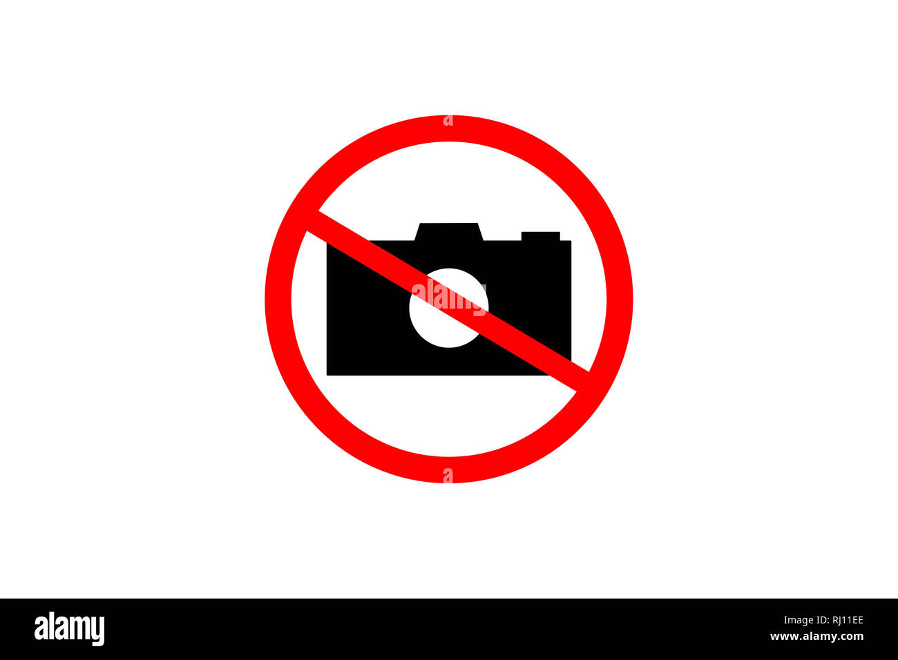 Nessuna foto icona fotocamera simbolo segnale di divieto isolati su sfondo bianco Foto Stock