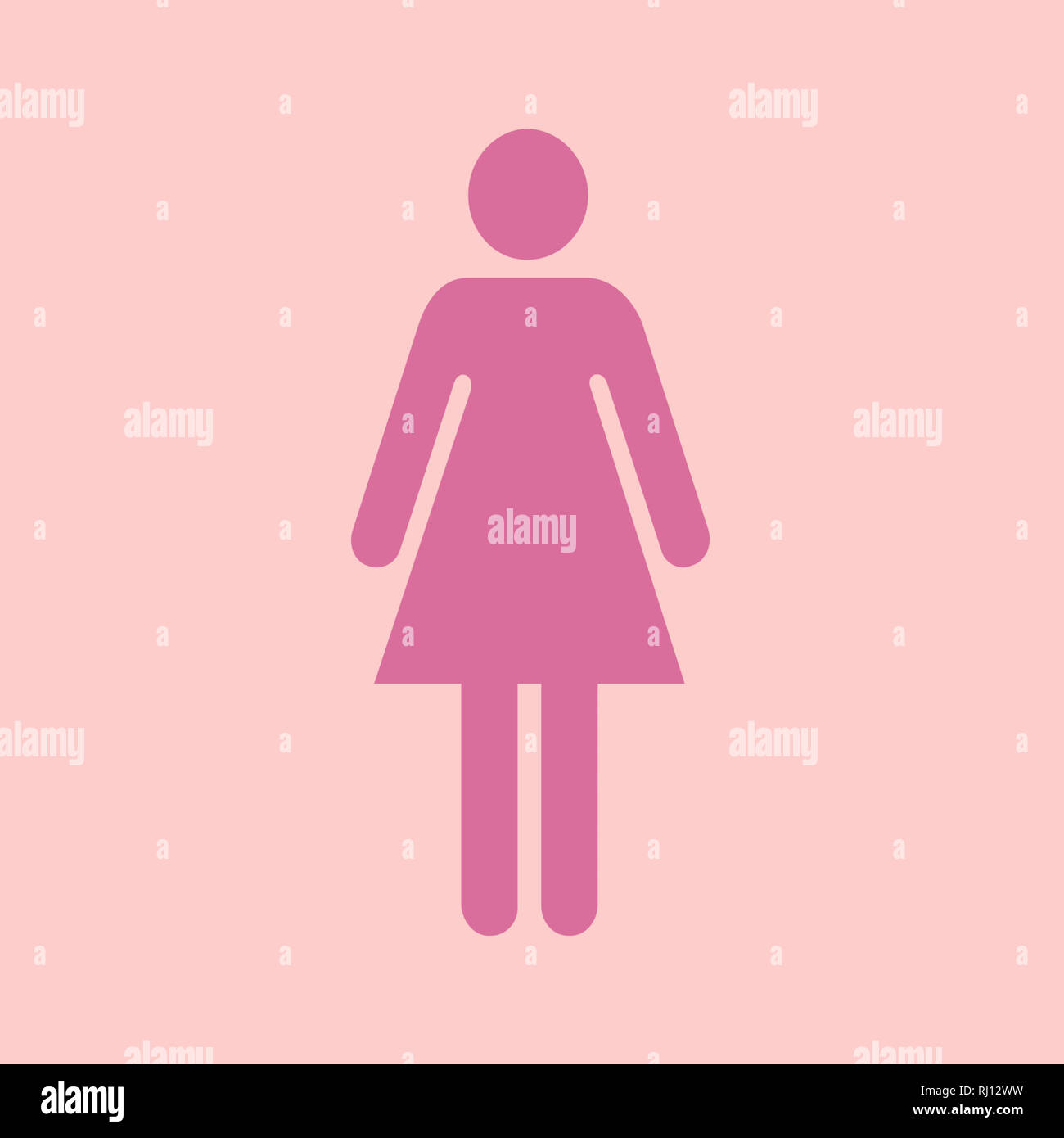 Signora donna icona wc isolato su sfondo rosa Foto Stock