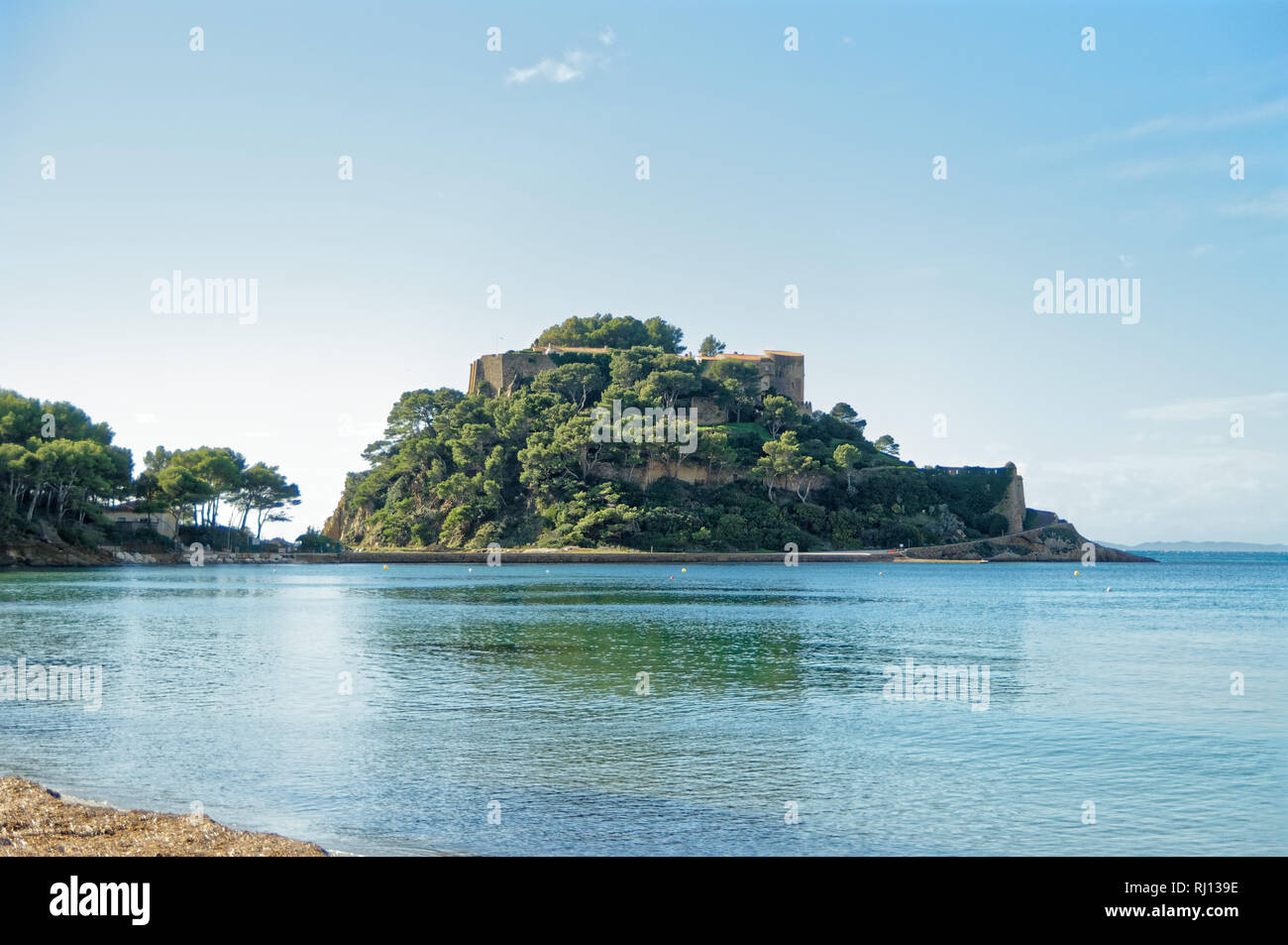 Fort Bregançon, il presidente francese residenza nel sud della Francia è una penisola nel mar Mediterraneo, in costa azzurra Foto Stock