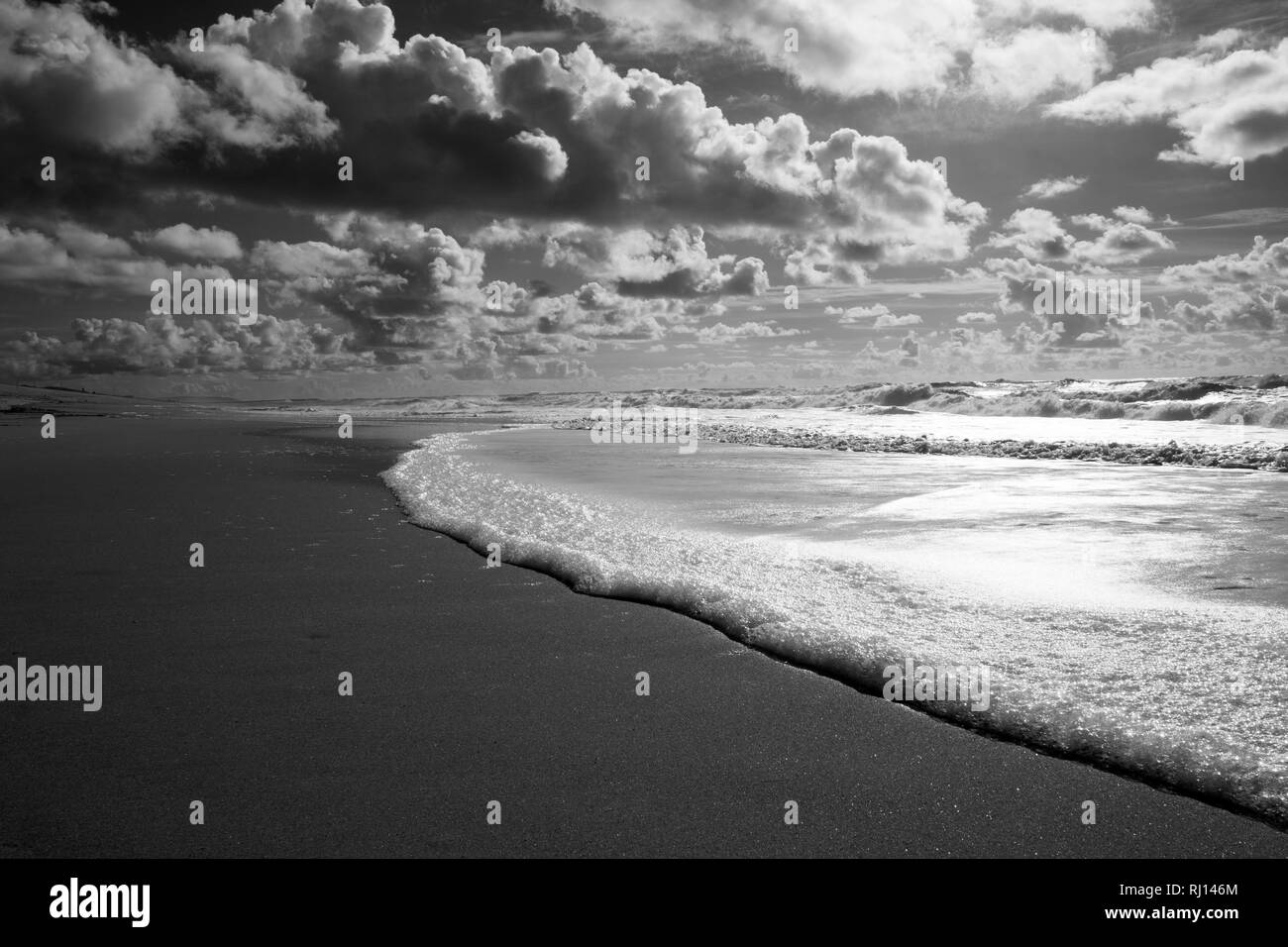 Seascape di Mira Spiaggia in bianco e nero. Foto Stock