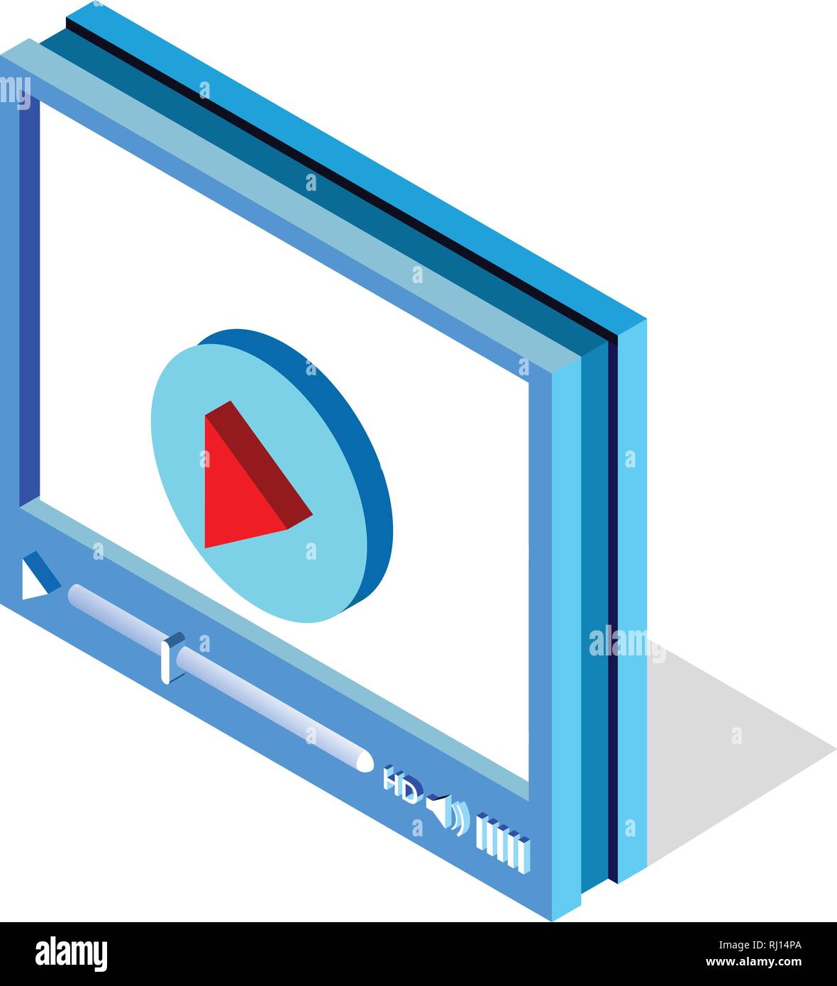Isometrico lettore video interfaccia per la progettazione di un sito web o applicazione mobile. Illustrazione Vettoriale su bianco Illustrazione Vettoriale