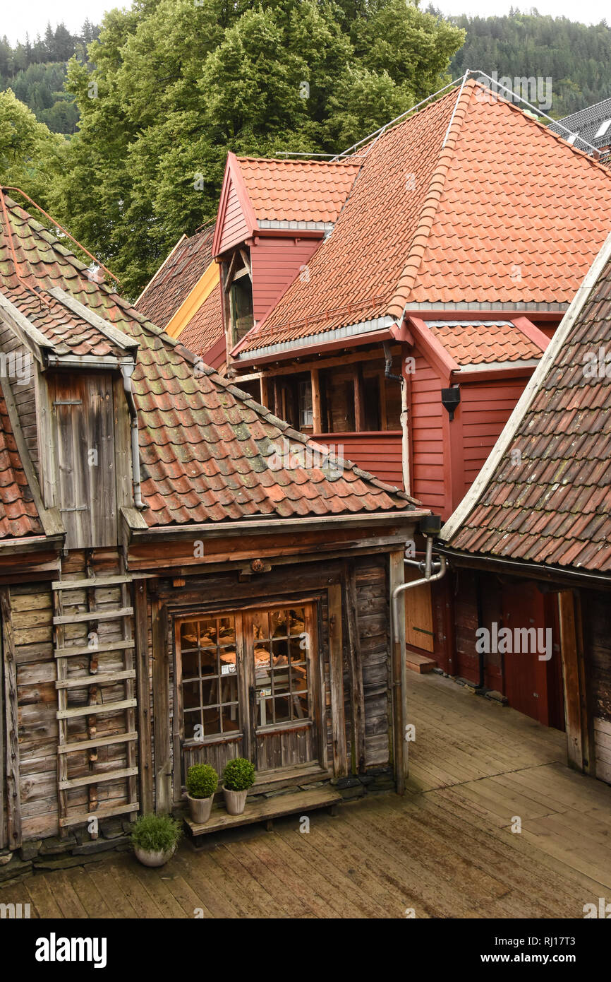 Edifici storici di Bergen, Norvegia Foto Stock