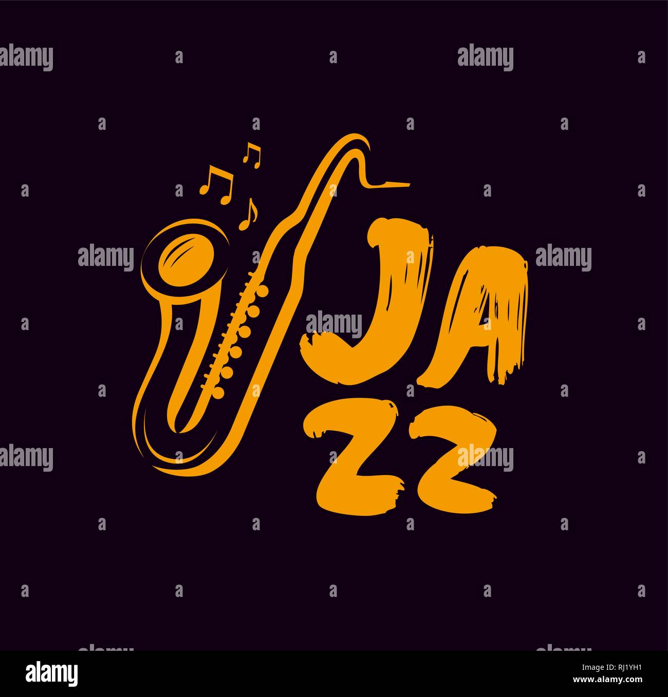 Il logo di Jazz o etichetta. Musica dal vivo, sassofono, simbolo di blues. Illustrazione Vettoriale Illustrazione Vettoriale