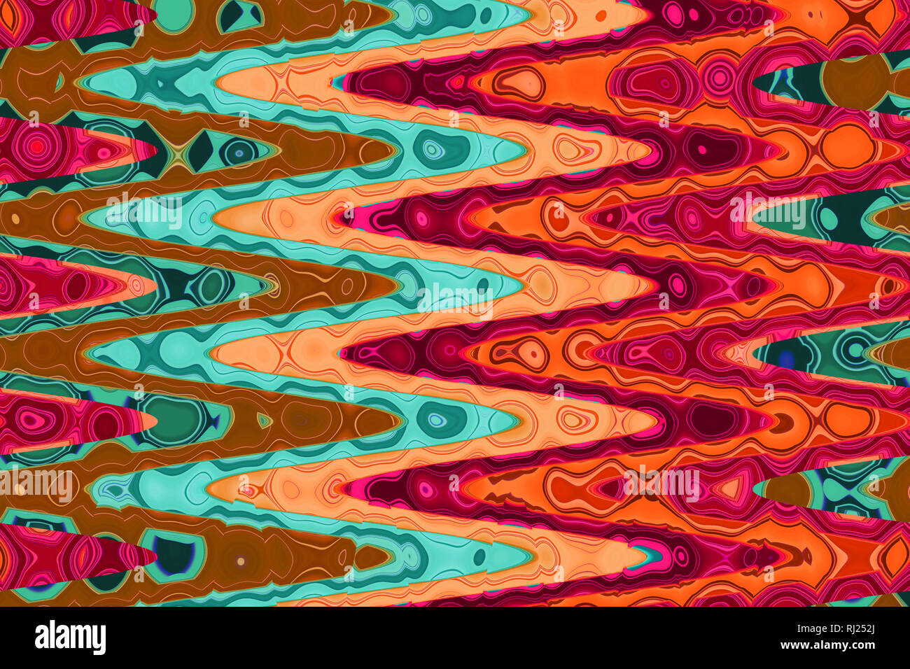 Abstract allungata mulricolored zig zag, colori pastello Foto Stock