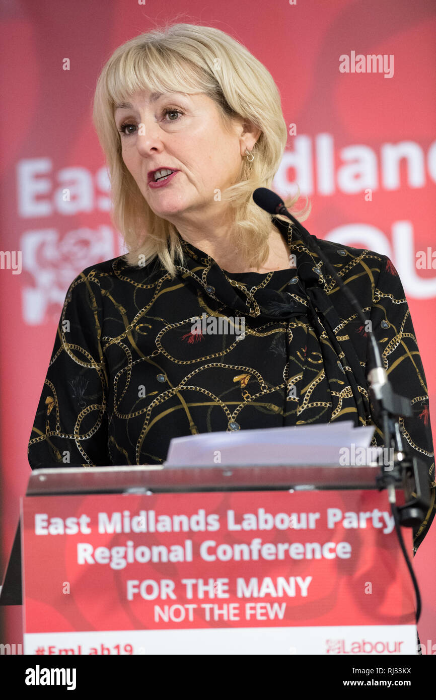 Jennie Formby, Segretario Generale del partito laburista, parlando all'East Midlands Labour Party conference 2019. Foto Stock