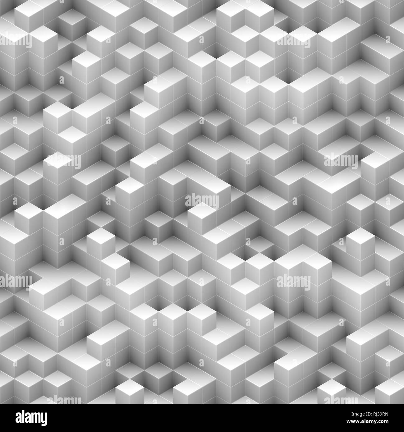 Cubi senza giunture - sfondo bianco, impilati in modo casuale la struttura - il rendering 3D Foto Stock