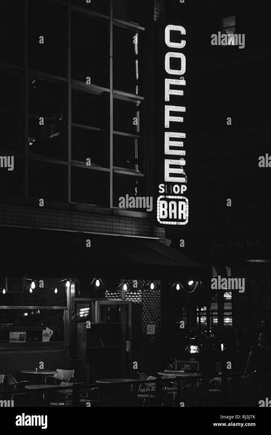Coffee Shop & Bar segno presso la Union Square Manhattan, New York City Foto Stock