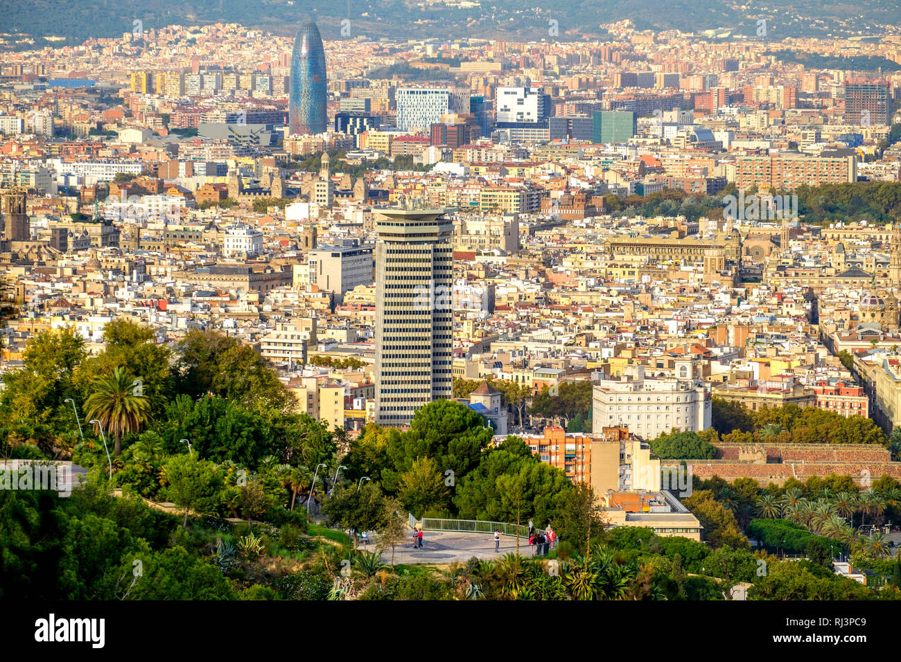 Panoramica di Barcellona, in Catalogna, Spagna Foto Stock