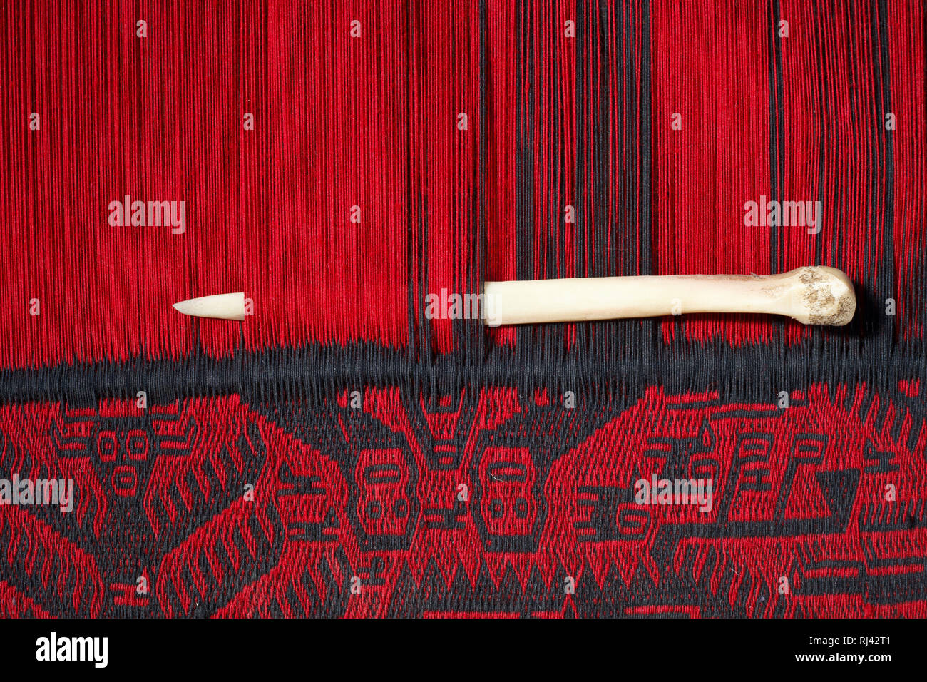 Bolivien, Potolo, il commercio equo e solidale, Webwaren, Webstuhl, Foto Stock