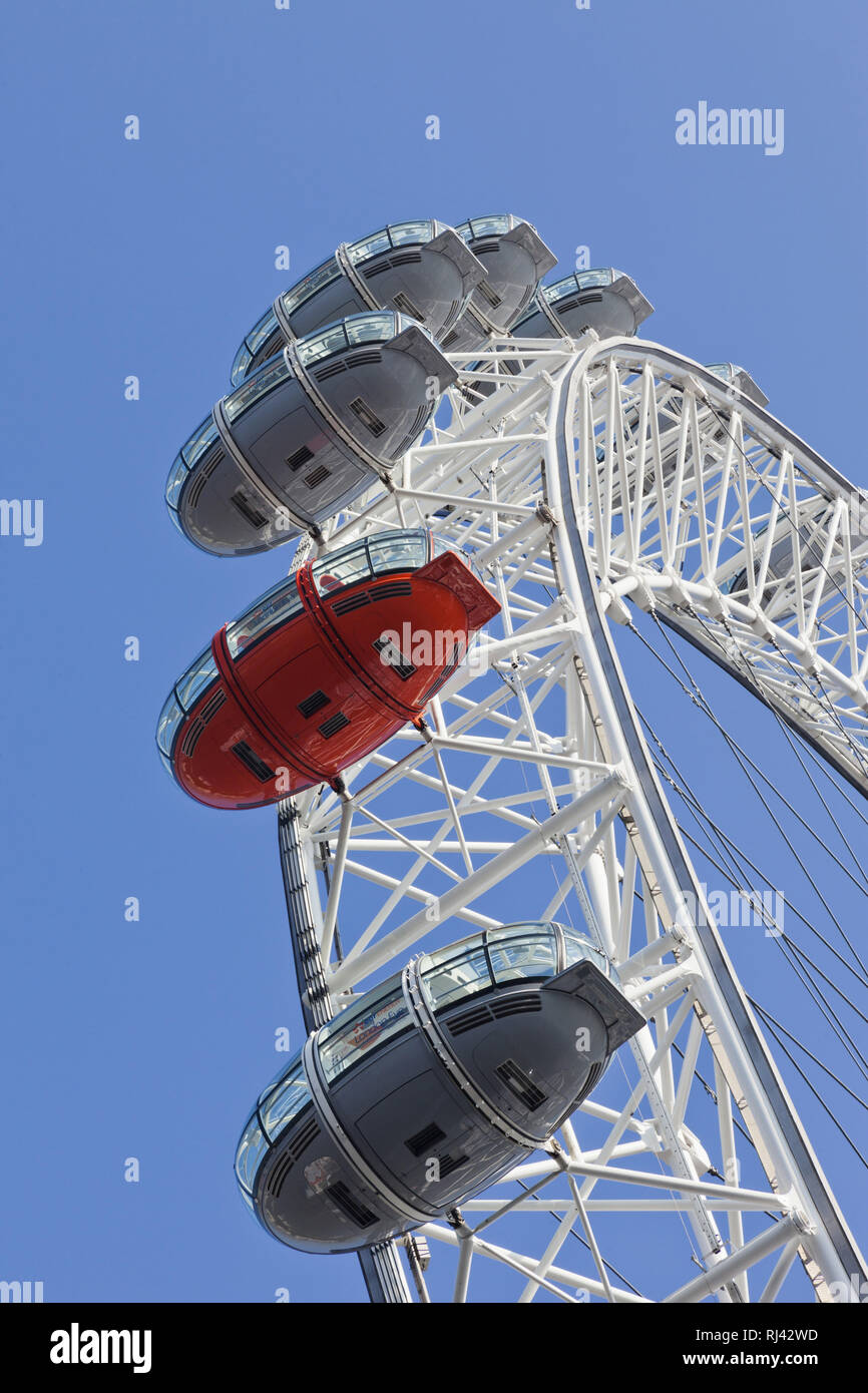 Inghilterra, London, London Eye, dettaglio Gondeln, Foto Stock