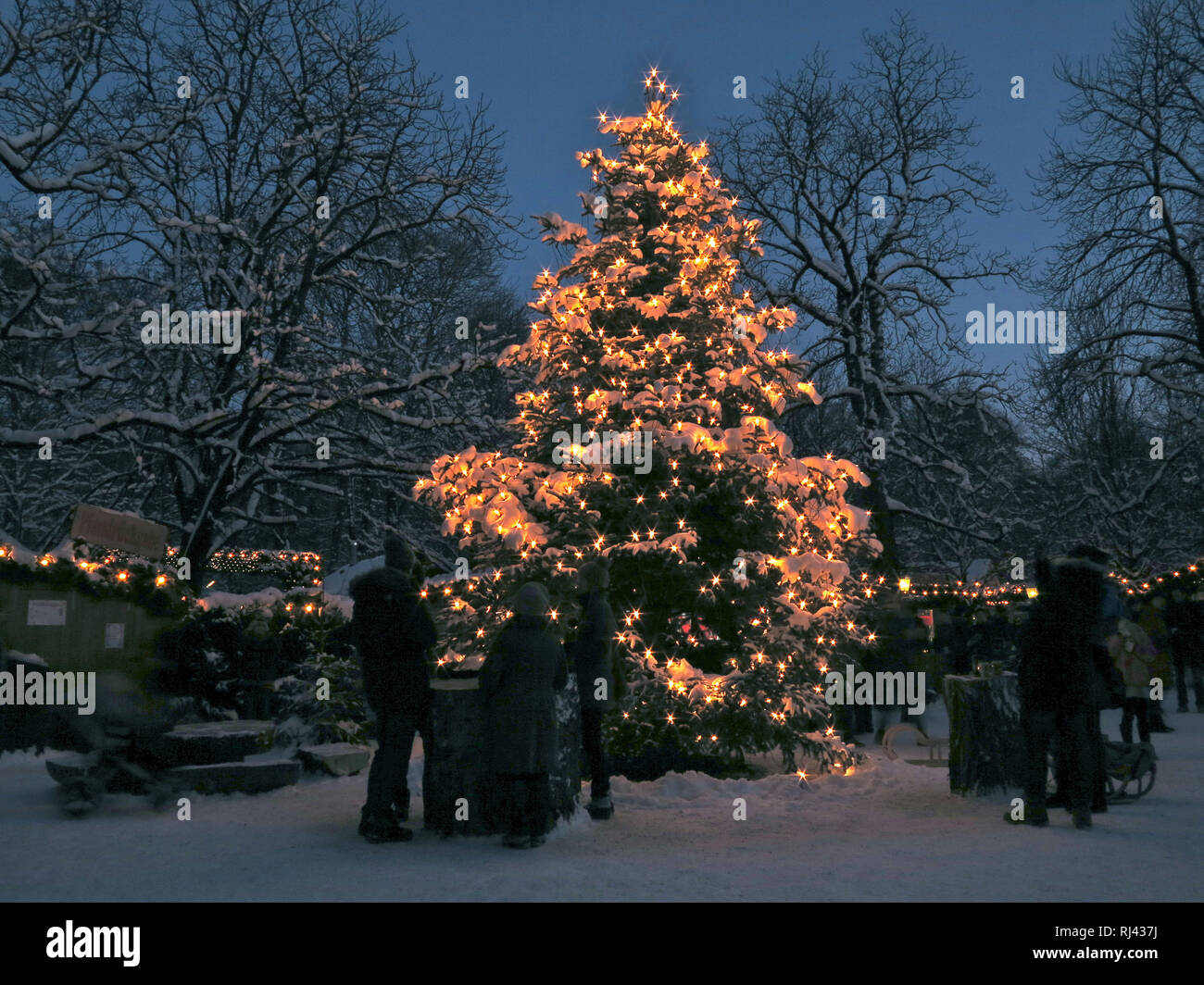 Deutschland, Oberbayern, M?nchen, Englischer Garten Weihnachtsmarkt am Chinesischen Turm, Foto Stock