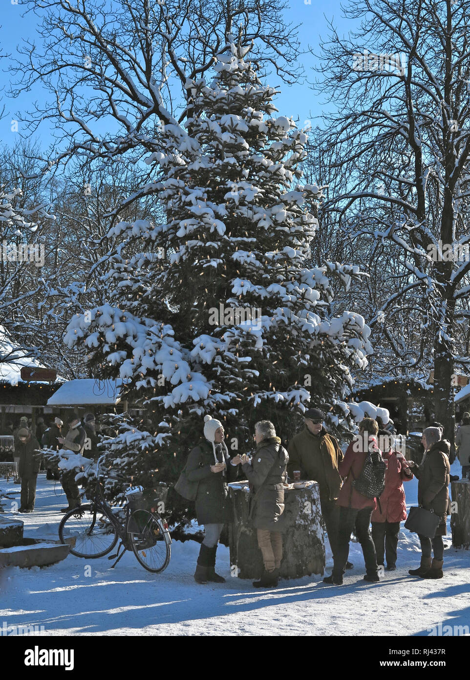 Deutschland, Oberbayern, M?nchen, Englischer Garten Weihnachtsmarkt am Chinesischen Turm, Foto Stock