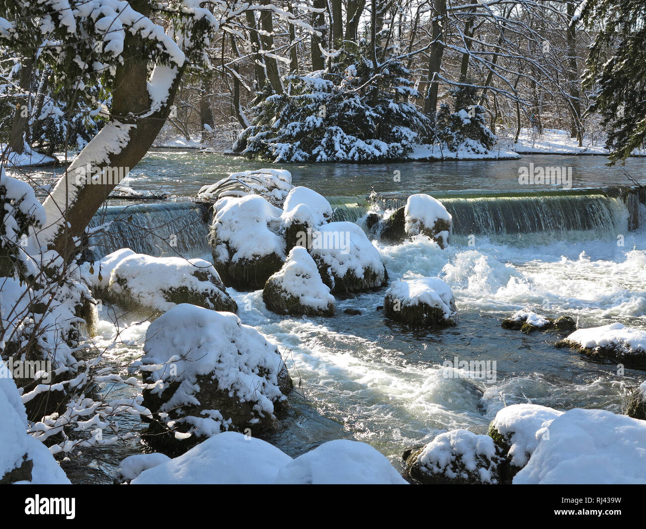 Deutschland, Oberbayern, M?nchen, Englischer Garten, inverno, Foto Stock