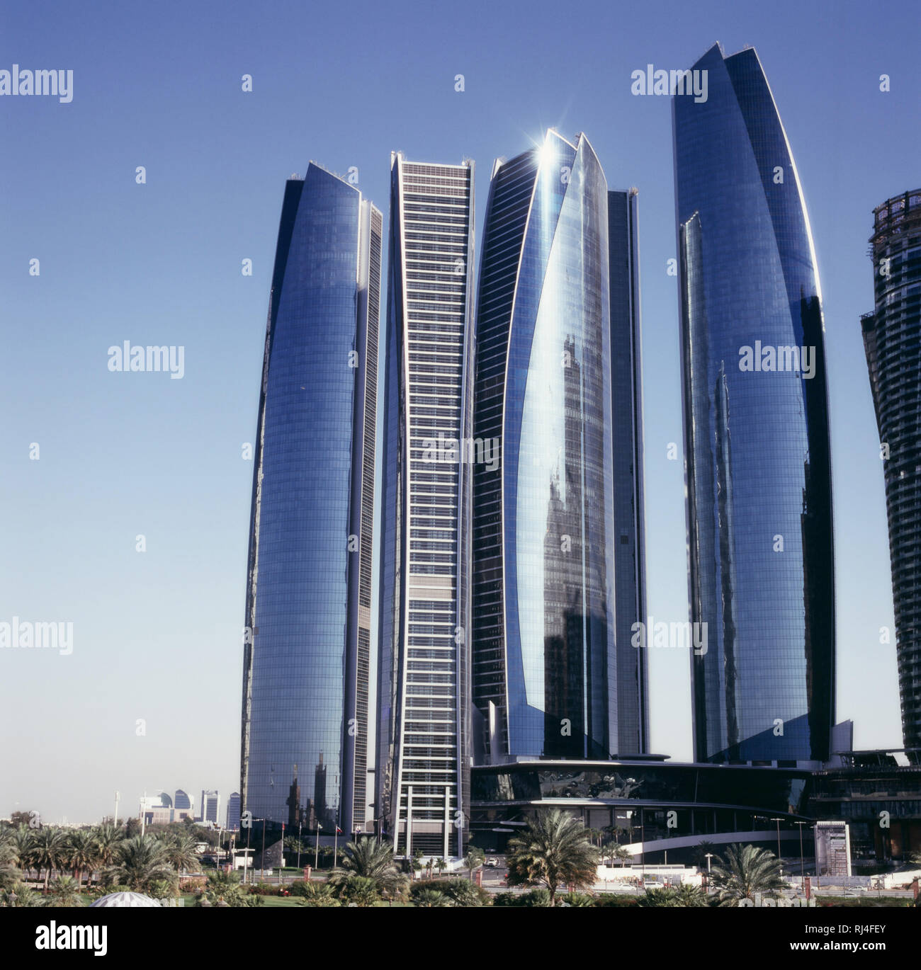Abu Dhabi, Etihad Towers Foto Stock