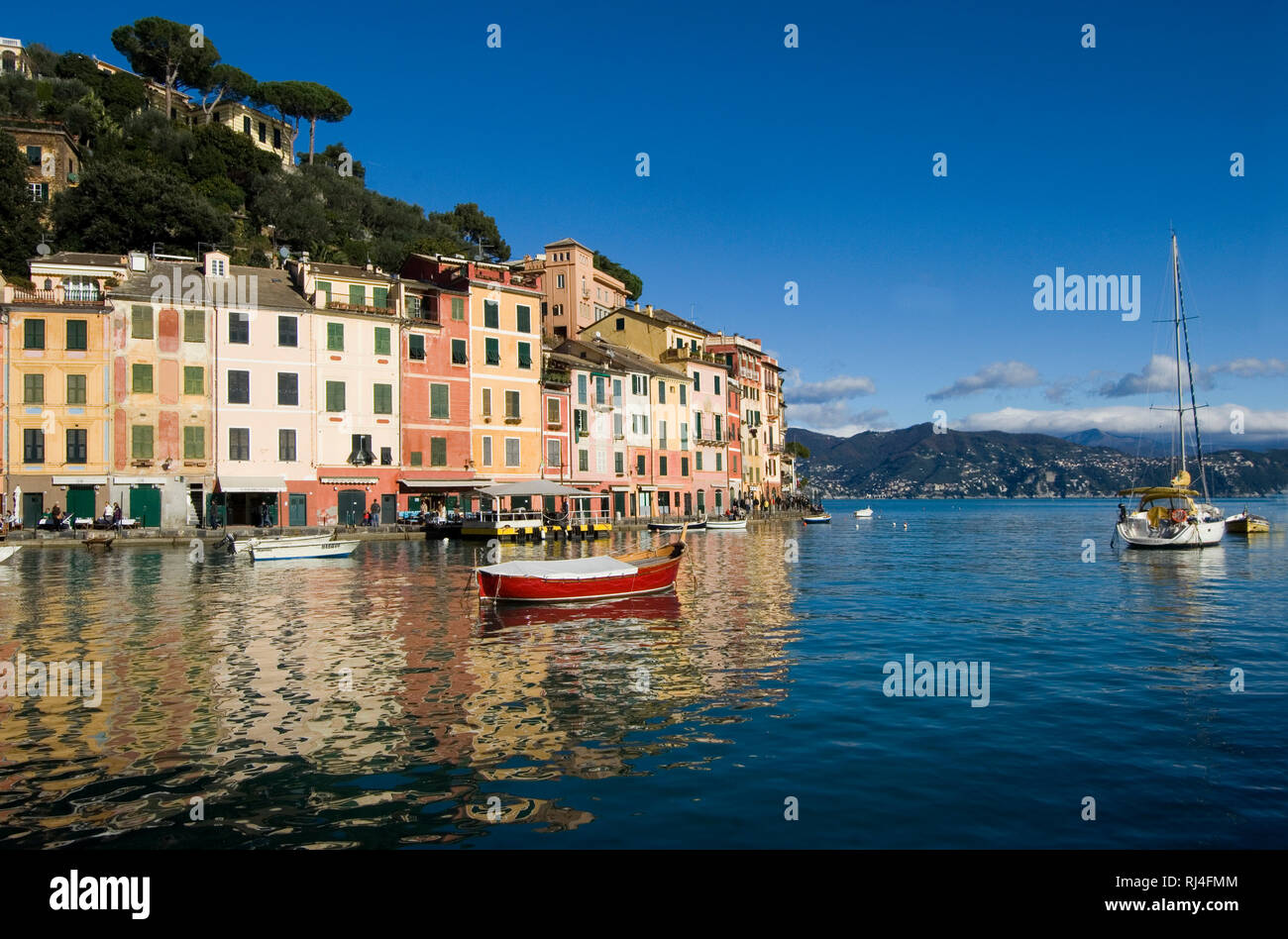 Portofino, Costa Ligure, Italia, Porto, Barche Foto Stock