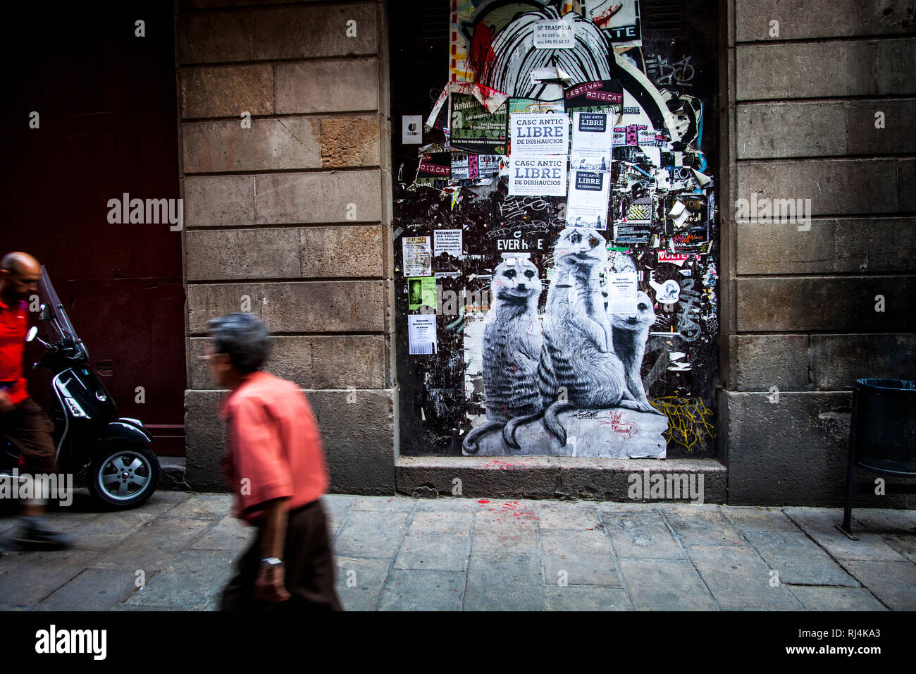 Arte di strada nel quartiere Born di Barcellona, in Catalogna, Spagna Foto Stock
