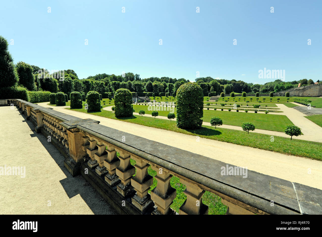 Barockgarten Gro?sedlitz, Blick ?ber das Untere Orangerieparterre mit der Stillen Musik, Foto Stock