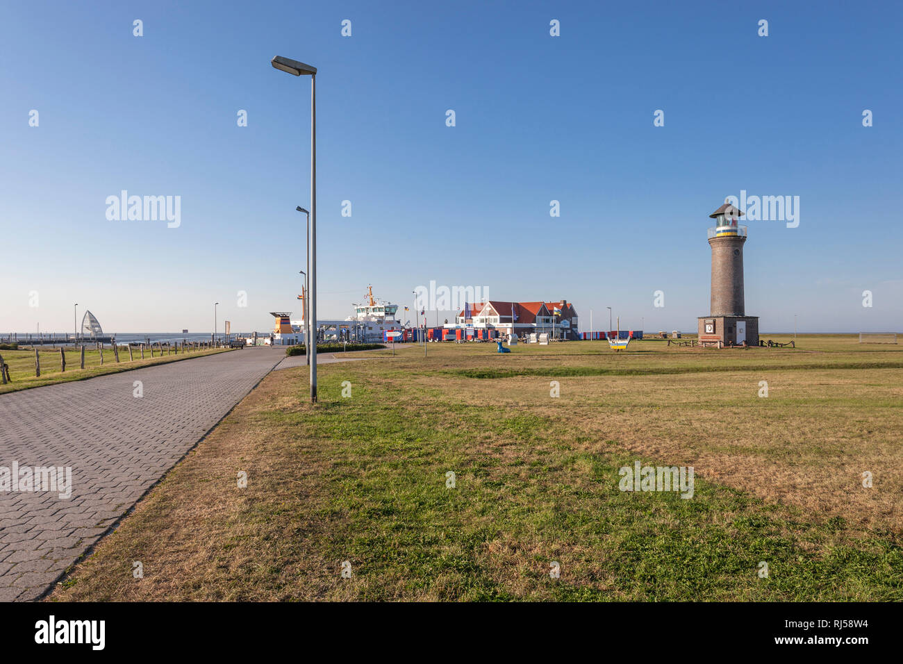 Leuchtturm Memmertfeuer auf der Insel Juist, Ostfriesische Insel, Foto Stock