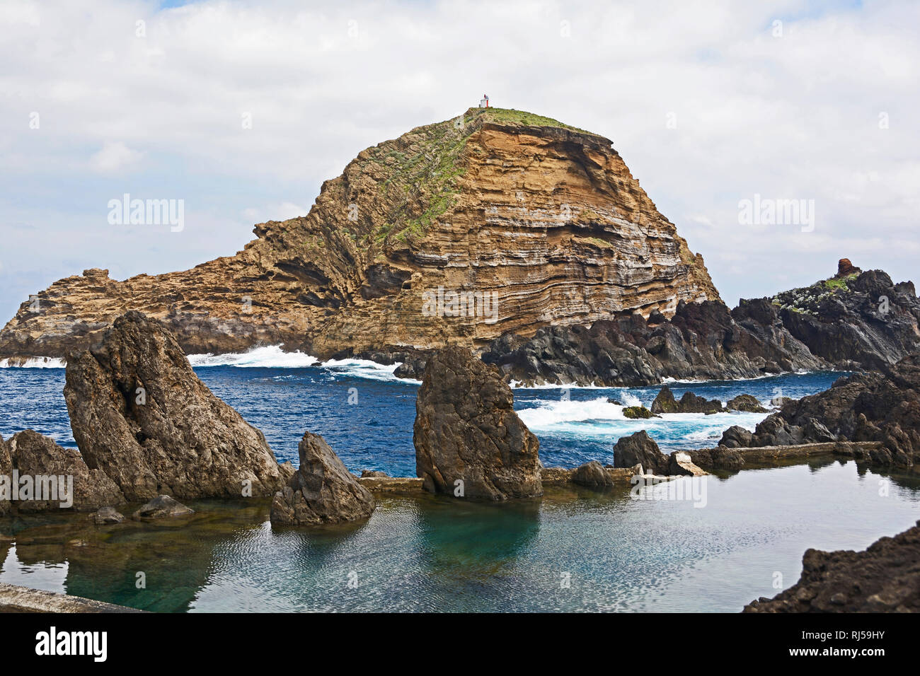 Madera, Insel ' Ilhéu Mole' vor Porto Moniz Foto Stock