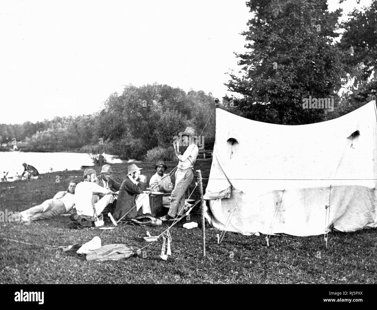 Camping, Thames di Fiume Foto Stock