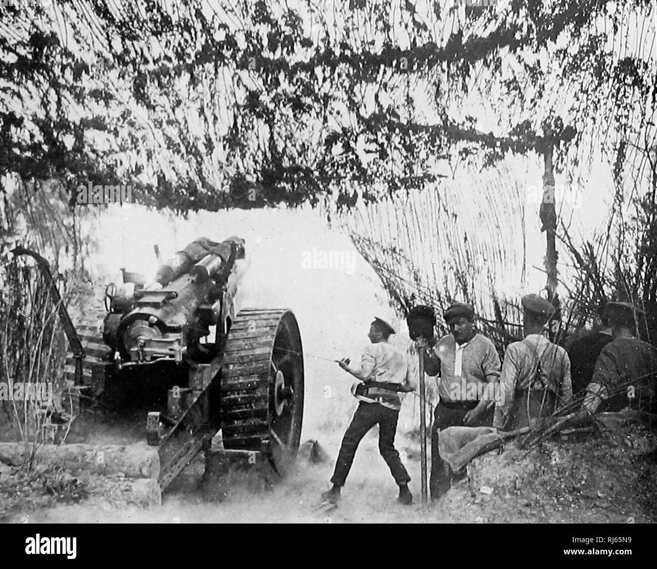 Un obice pesante in Francia durante il WW1 Foto Stock