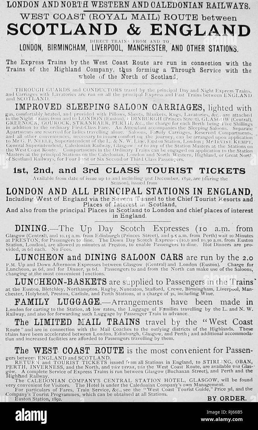E Londra nord occidentale e Caledonian Railway avviso Foto Stock