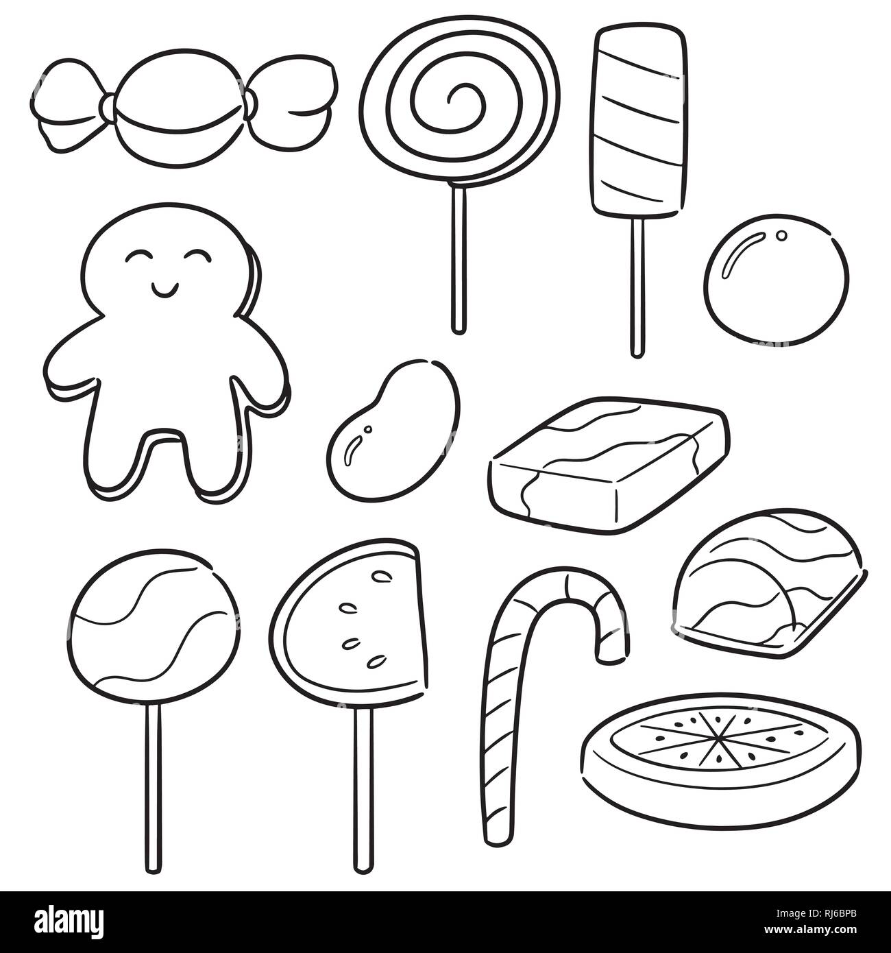 Set di vettore di dolciumi e caramelle Illustrazione Vettoriale