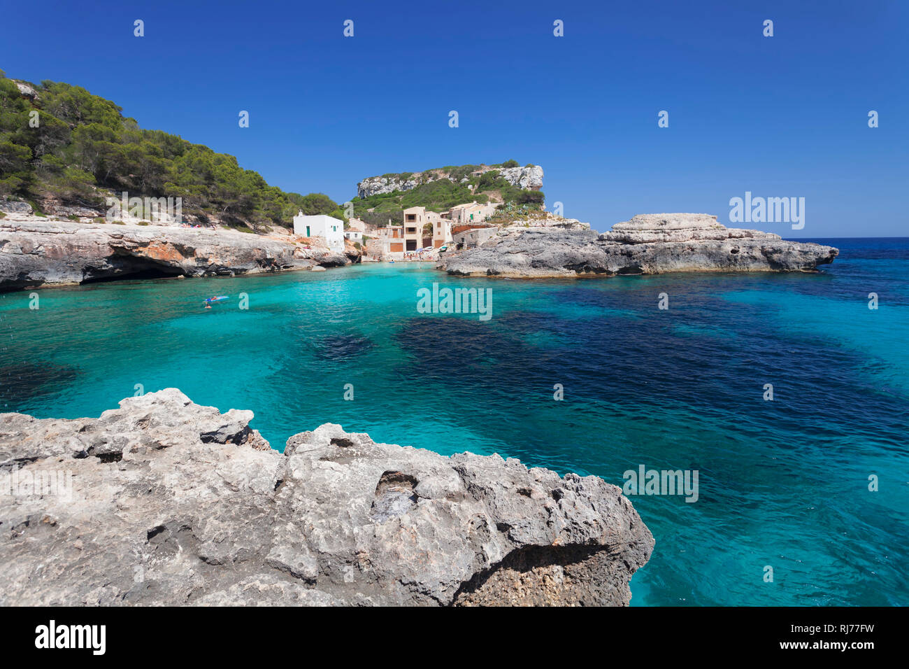 Die Bucht Cala S'Amonia, Ostküste, Mallorca, Balearen, Spanien Foto Stock