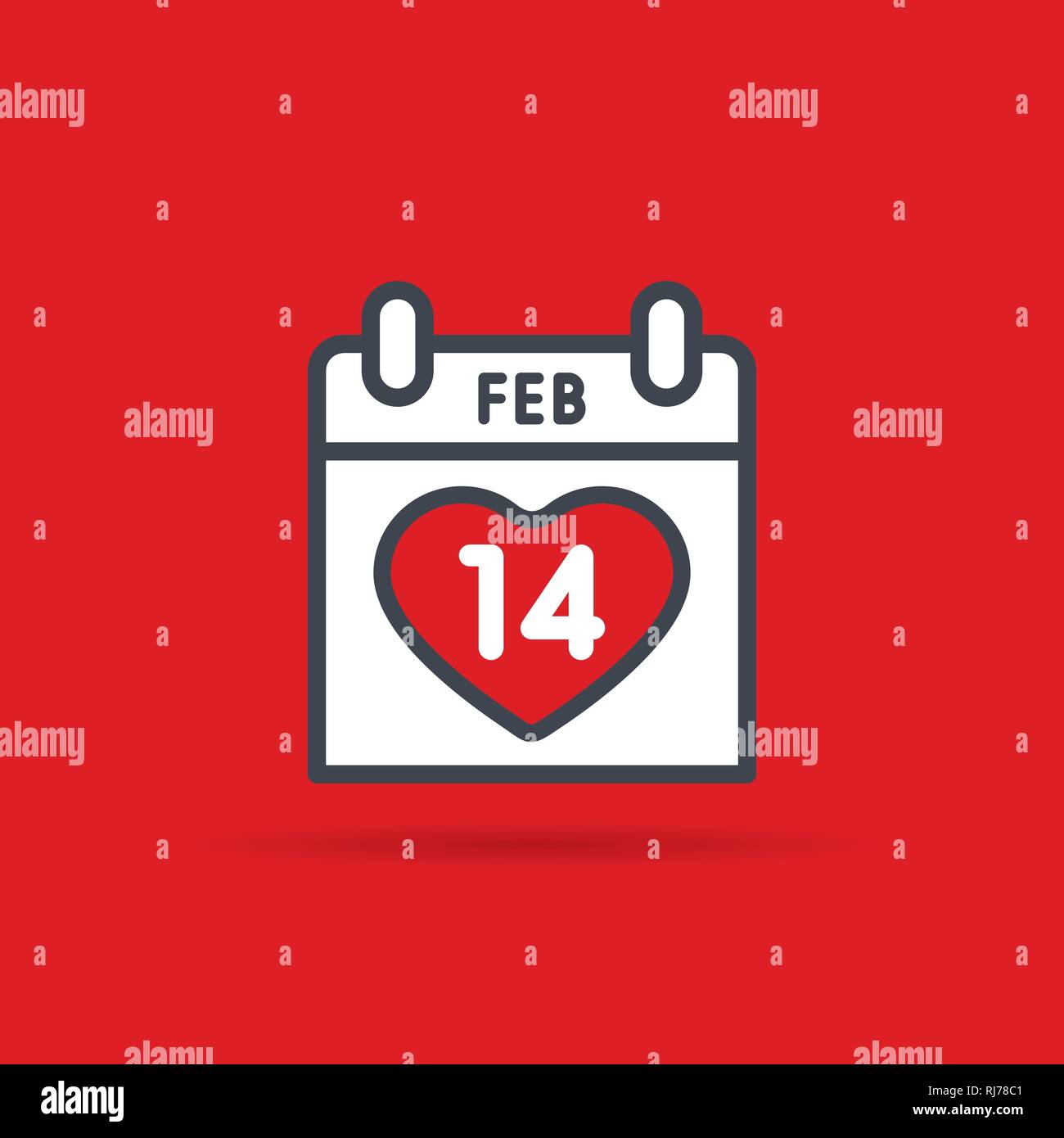 Il giorno di San Valentino calendario. Febbraio xiv illustrazione Illustrazione Vettoriale