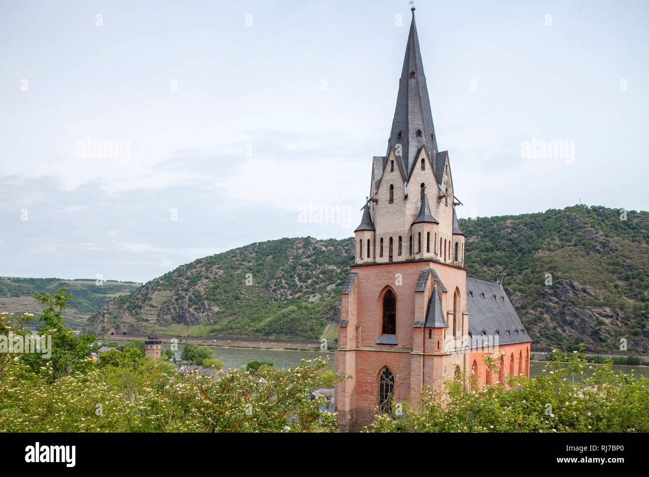 Liebfrauenkirche, Oberwesel, Unesco Weltkulturerbe Oberes Mittelrheintal Renania-Palatinato, Deutschland, Foto Stock
