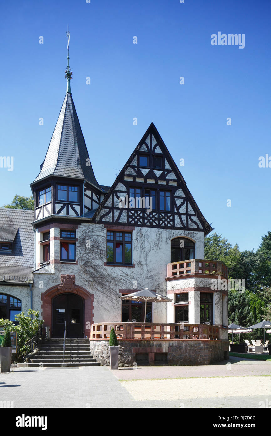 Ausflugslokal Oberwaldhaus beim Steinbrücker Teich, Darmstadt, Assia, Deutschland, Europa Foto Stock