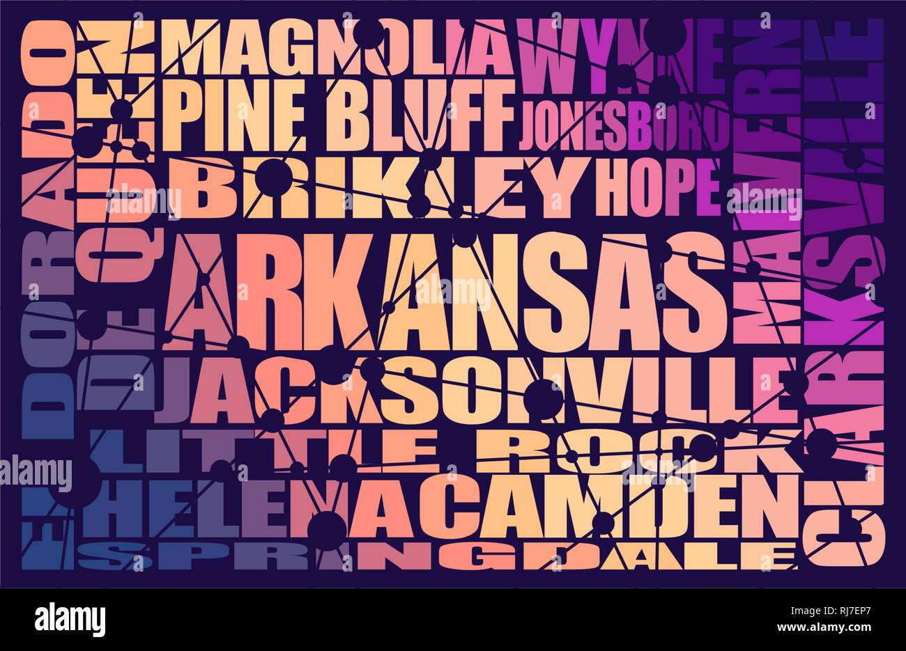 Arkansas State Lista città Illustrazione Vettoriale