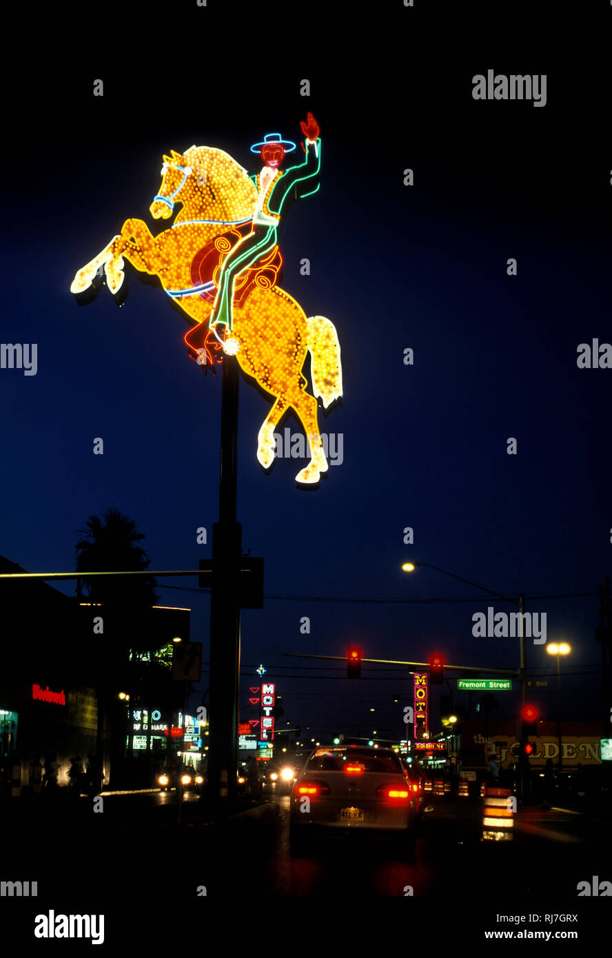 Il Las Vegas Strip di notte nel 1997 Foto Stock