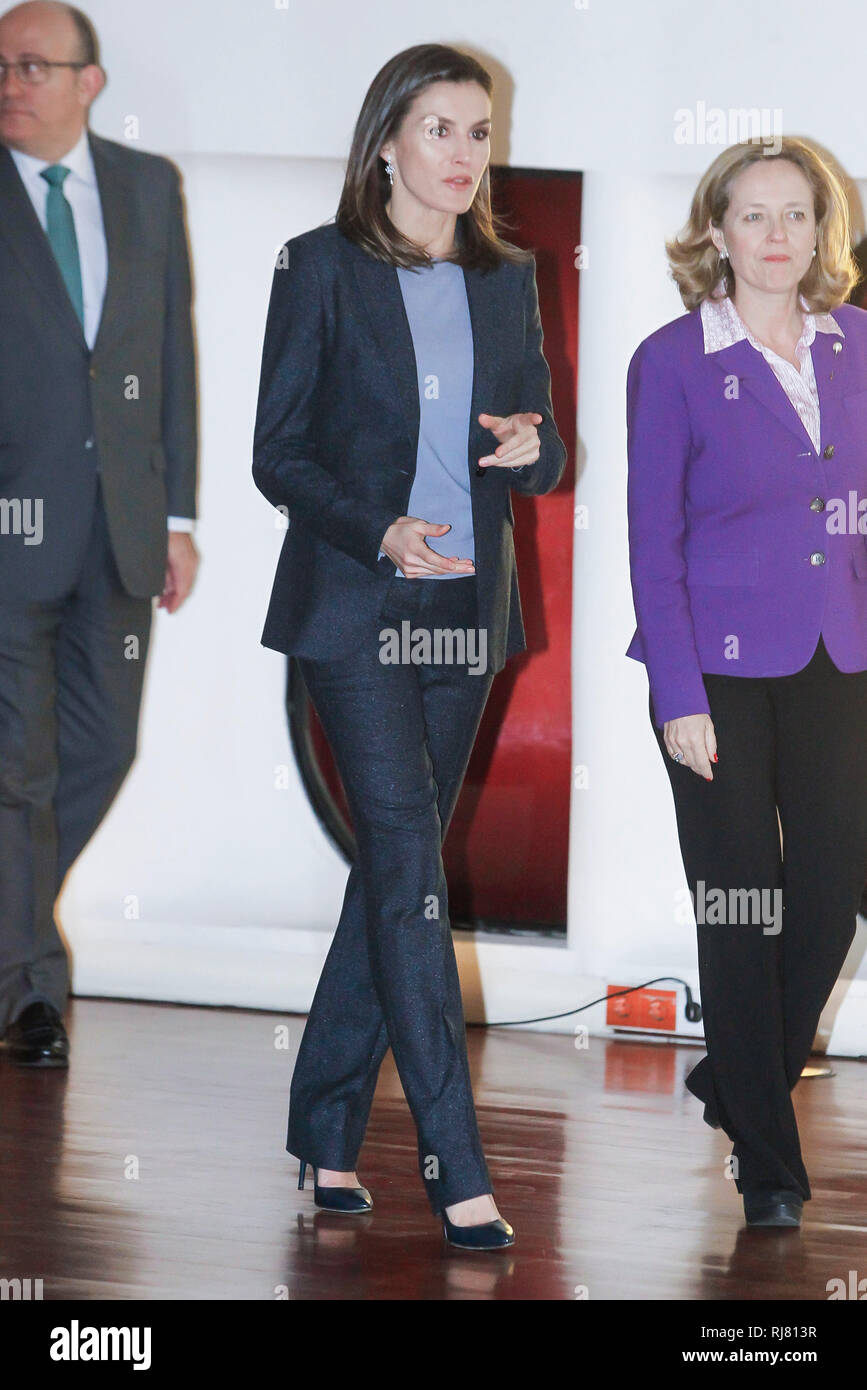 Madrid, Spagna. 05 feb 2019. Regina Letizia di Spagna partecipa alla giornata internazionale di Secure Internet presso il Museo Nazionale al Centro Artistico Reina Sofia il 5 febbraio 2019 a Madrid, Spagna. Credito: Jimmy Olsen/Media punzone ***Nessuna Spagna***/Alamy Live News Foto Stock