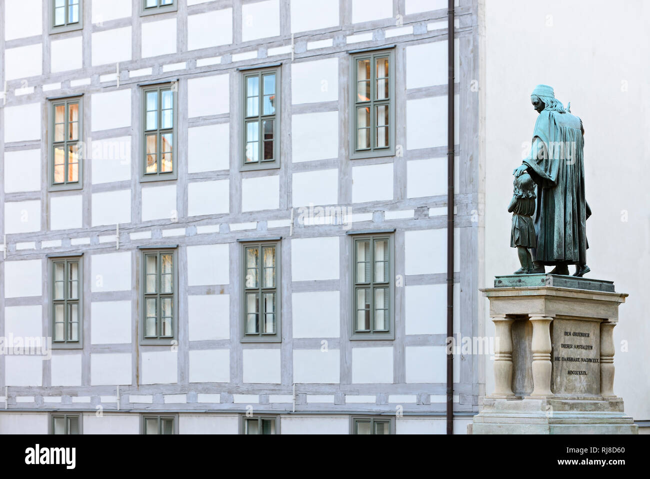 Deutschland, Sachsen-Anhalt, Halle (Saale), Franckesche Stiftungen, Denkmal für August Hermann Francke Foto Stock