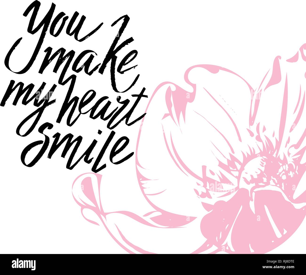 È possibile effettuare il mio cuore sorriso, scritto a mano scritte. Amore romantico calligraphy card iscrizione il giorno di San Valentino Illustrazione Vettoriale