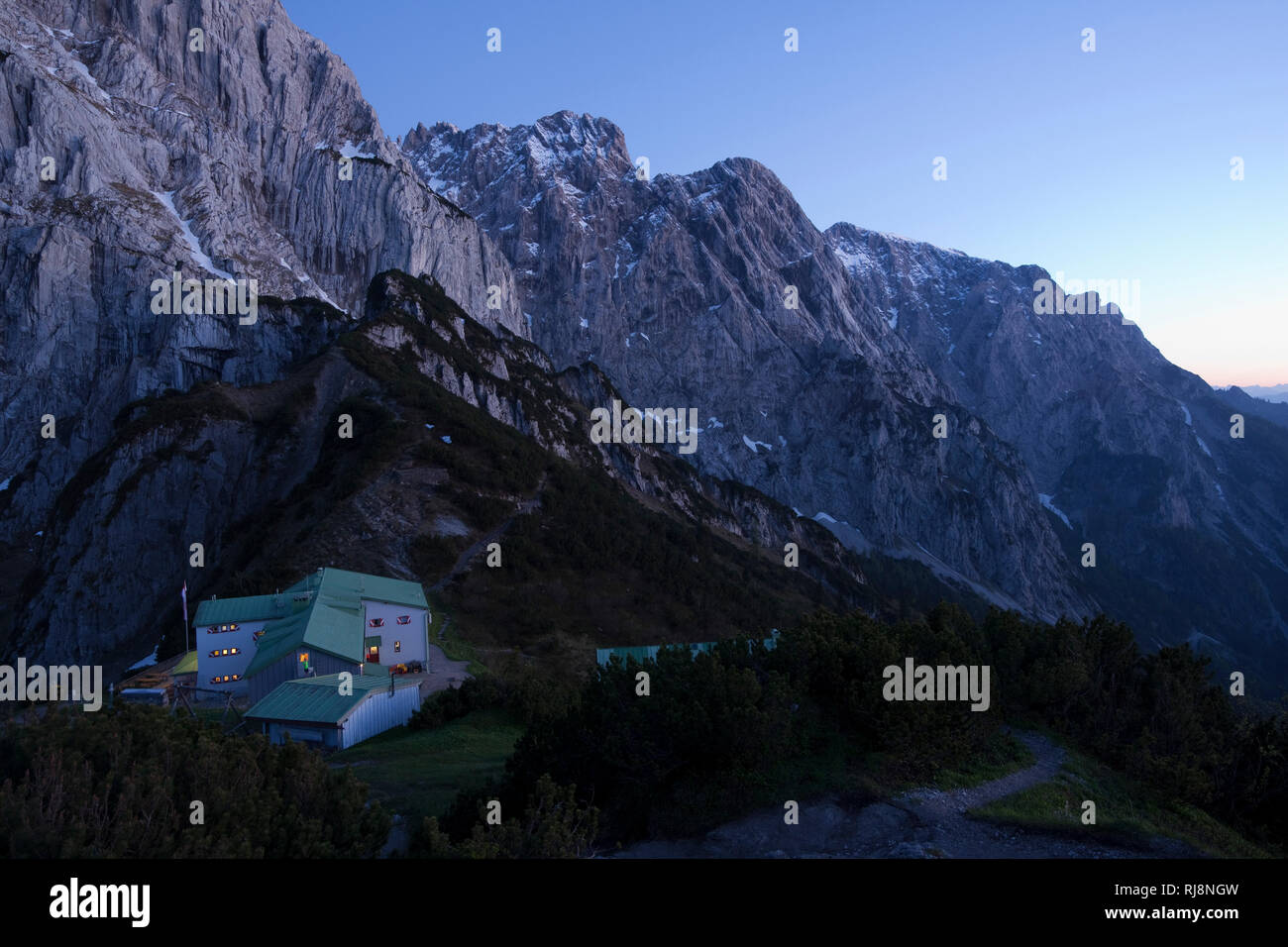 Stripsenjochhütte vom Stripsenkopf, Wilder Kaiser, Tirol Österreich Foto Stock