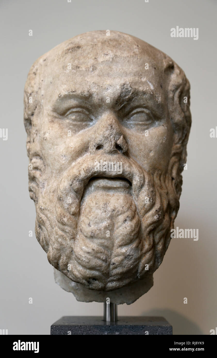 Socrates (470-399BC). Filosofo greco. 1a-2a cento. Copia romana di greco attribituted in bronzo di Lisippo. Il Met, NY, STATI UNITI D'AMERICA. Foto Stock