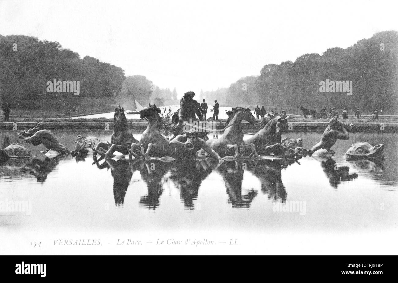 Parigi. Versailles. Fontana di Apollo. La Francia. Cartolina. Fine del XIX - inizio del XX secolo. Foto Stock