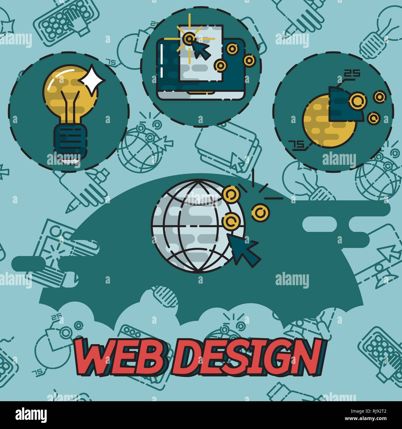 Web design concept piatto icone. Per i modelli di sito web. Illustrazione Vettoriale